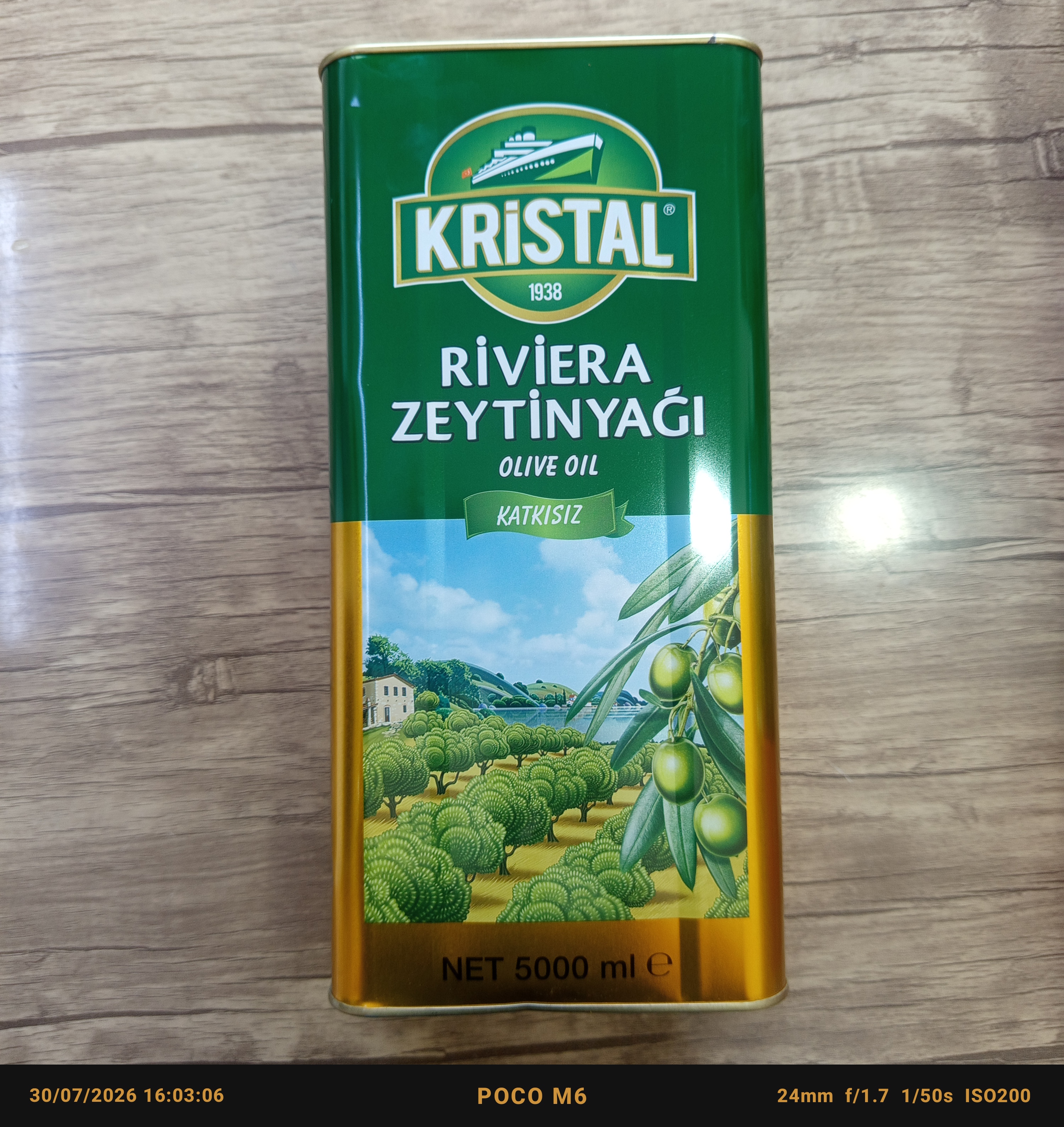 روغن زیتون کریستال 5لیتری فلزی اصل ترکیه