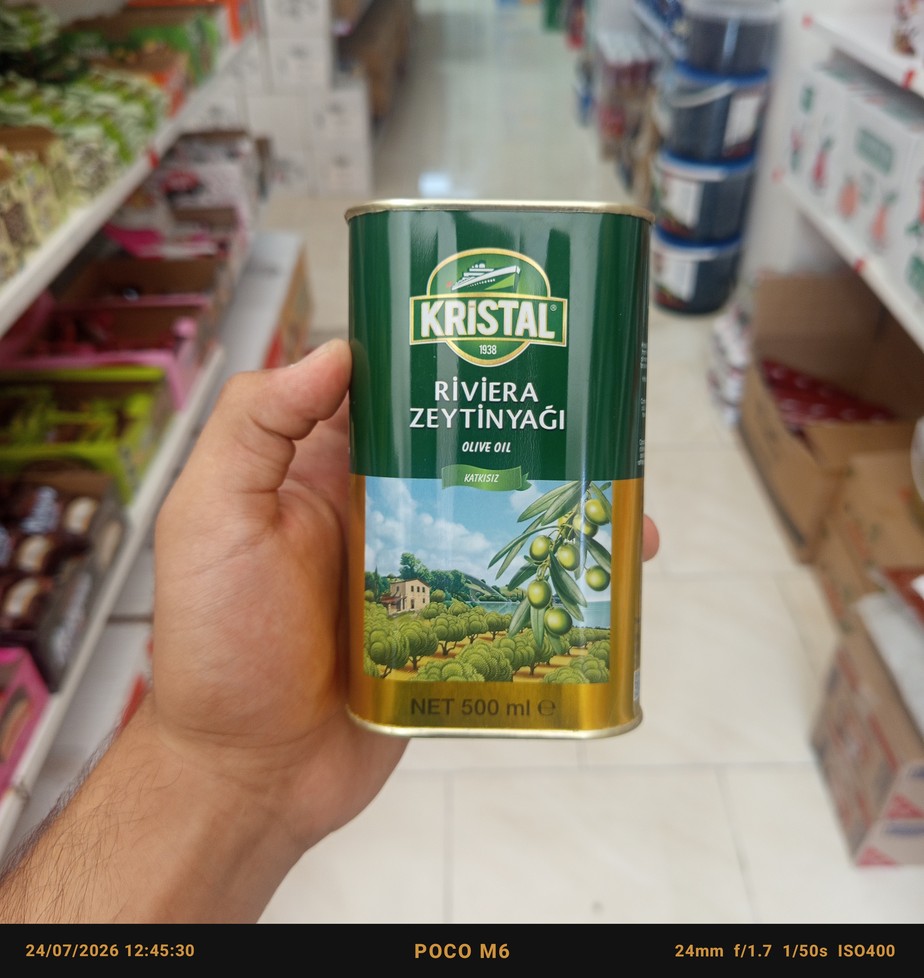 روغن زیتون کریستال فلزی نیم لیتر اصل درجه یک ترکیه