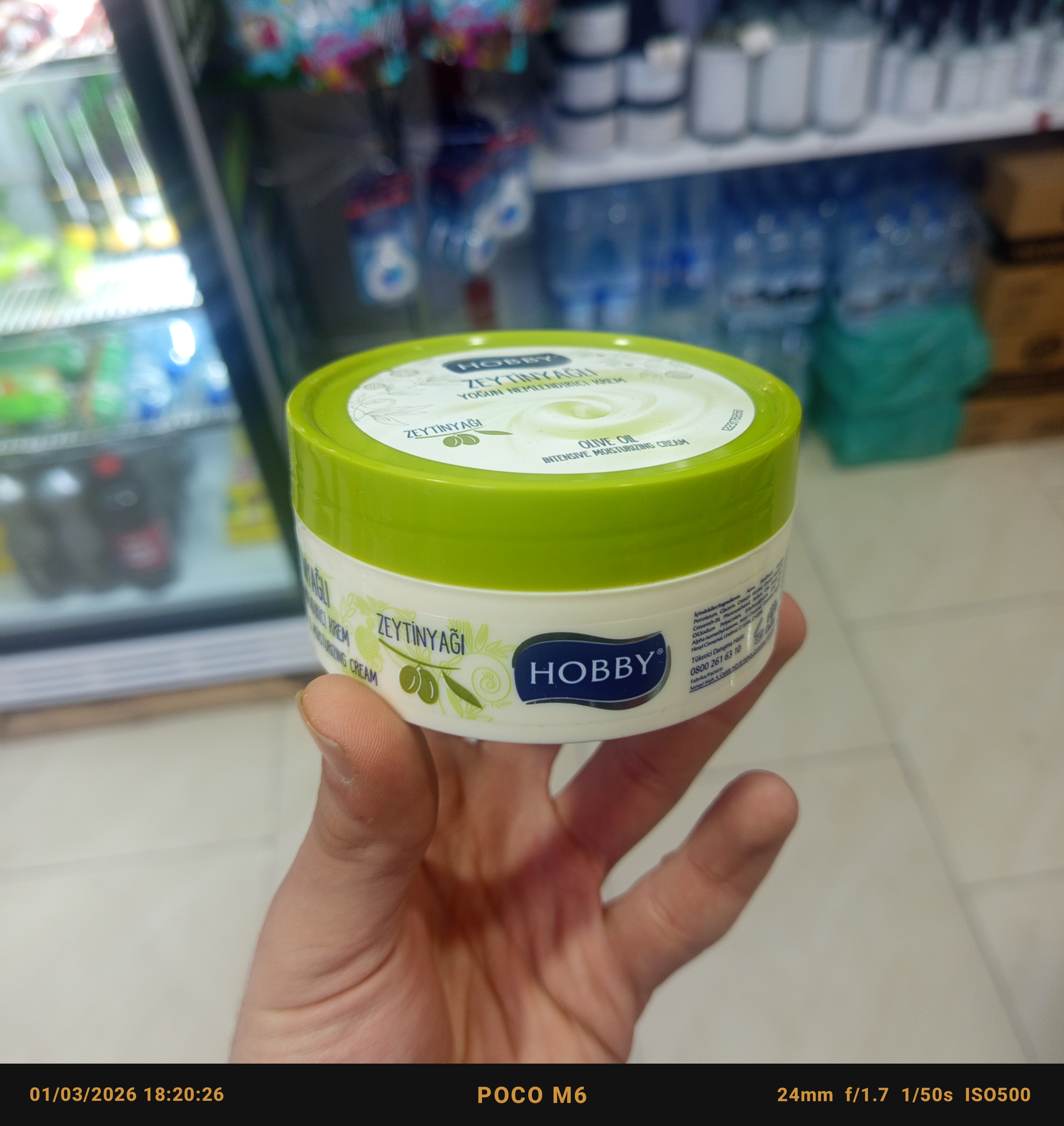 کرم مرطوب کننده دست و صورت هوبی (hobby) با حاوی روغن زیتون ۱۵۰میل